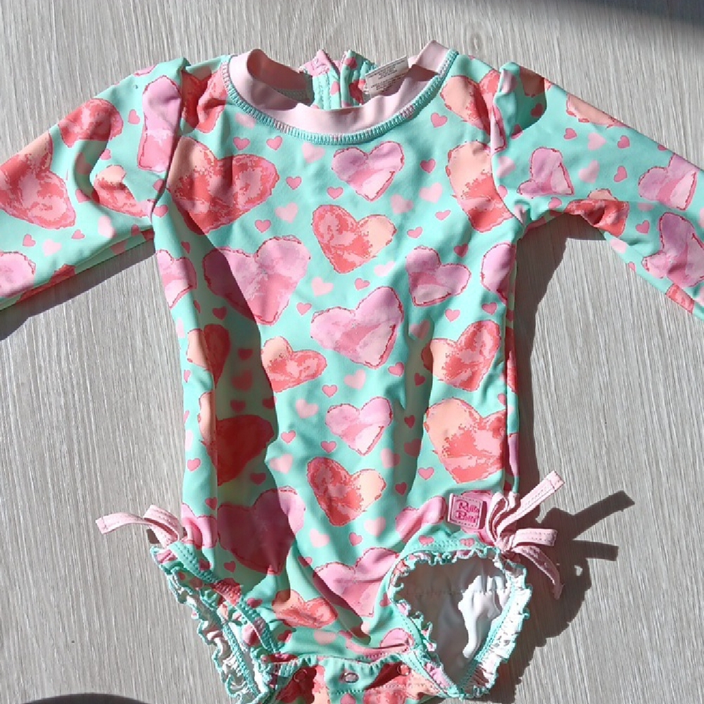Kids Heart Print Swimwear